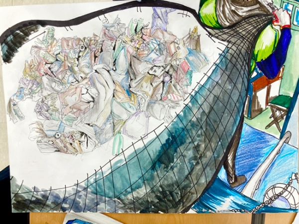 그림그리기 중등부 ‘대상’을 받은 남해여중 박마리(3학년) 학생의 작품